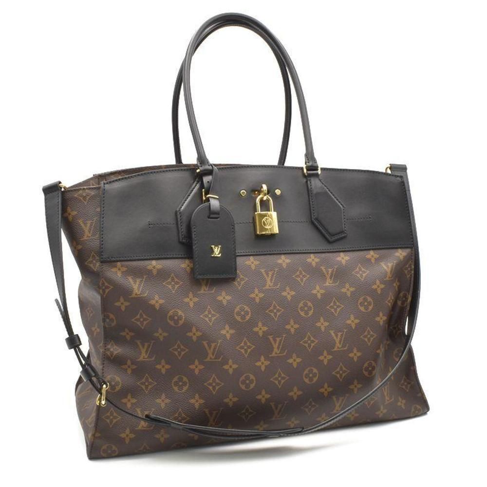 Louis Vuitton City Steamer Shoulder Bag Monogram Black Brown Noir